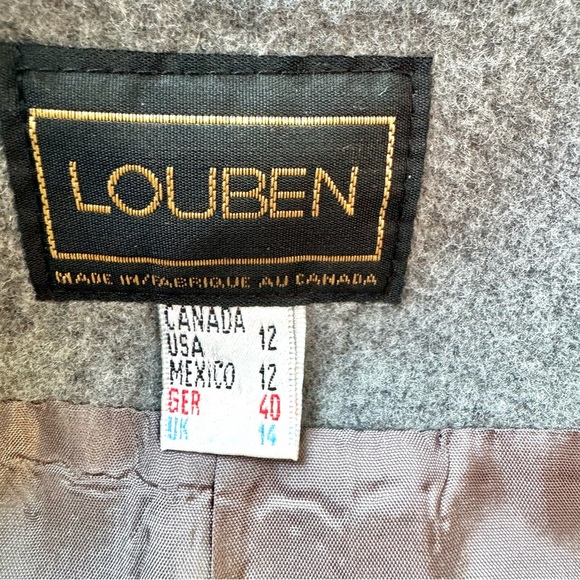 LOUBEN GREY CASHMERE AND WOOL JACKET MADE IN CANADA WOMAN SIZE 12 - Picture 13 of 17